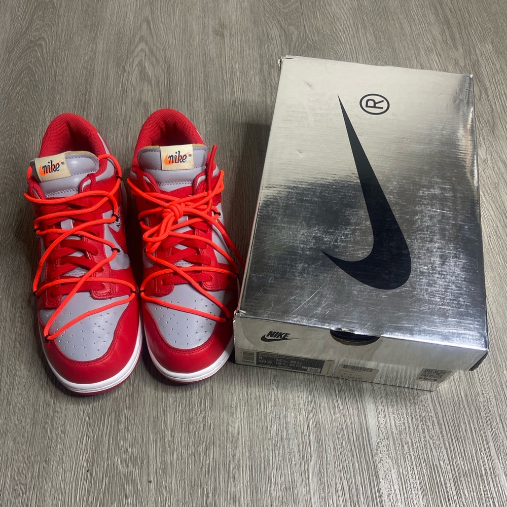 Nike Dunk Low Off White University Red Mens Shoe Size 9 Red CT0856-600 Preowned